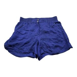 DVF Diane von Furstenberg Blue Silk Shorts Smocked Waist Women's Size S